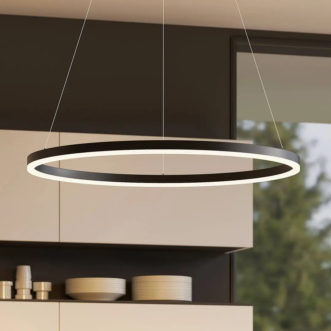Arcchio LED-Hängeleuchte Albiona, schwarz, 1 Ring, Ø 80 cm
