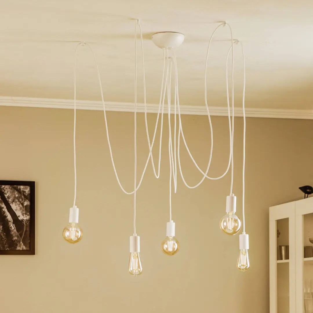 Nowodvorski Lighting Hängeleuchte Spider in Weiß, fünfflammig