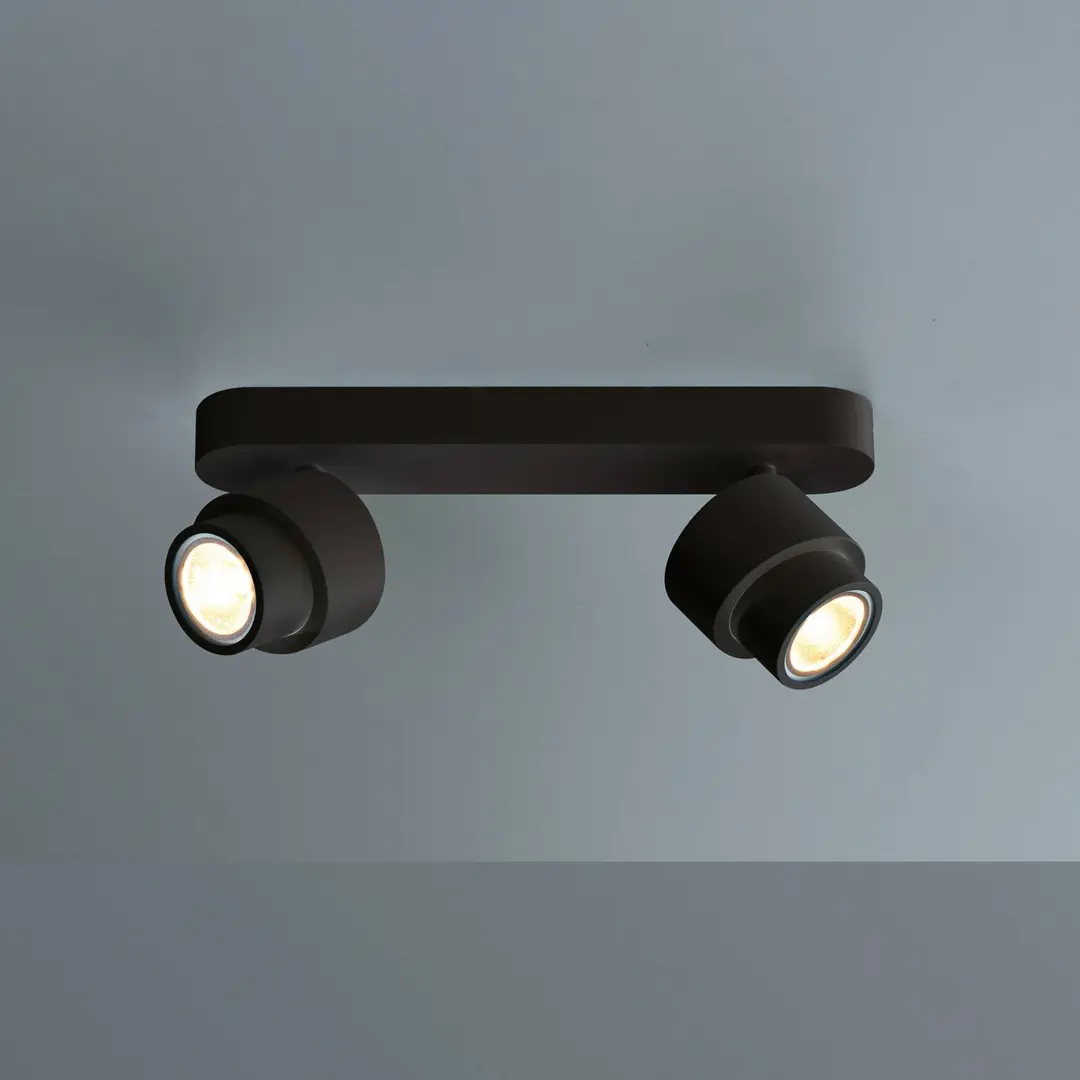 Escale LED-Spot BRUSH, schwarz, 30 cm, 2-flg., Metall, dim, 2.700 K