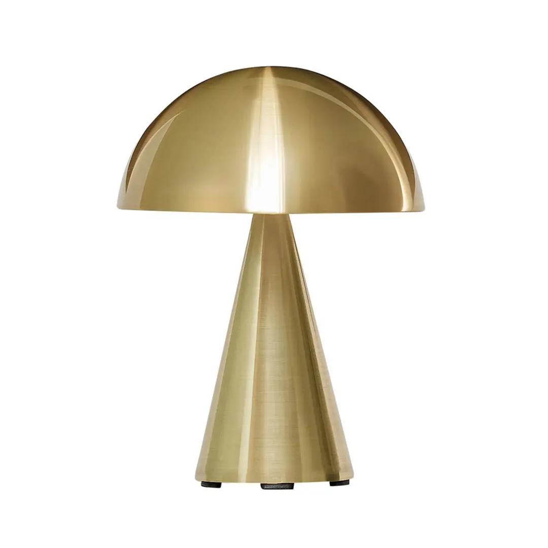HÜBSCH LED-Akku-Tischleuchte Mush, messing, IP44 dimmbar