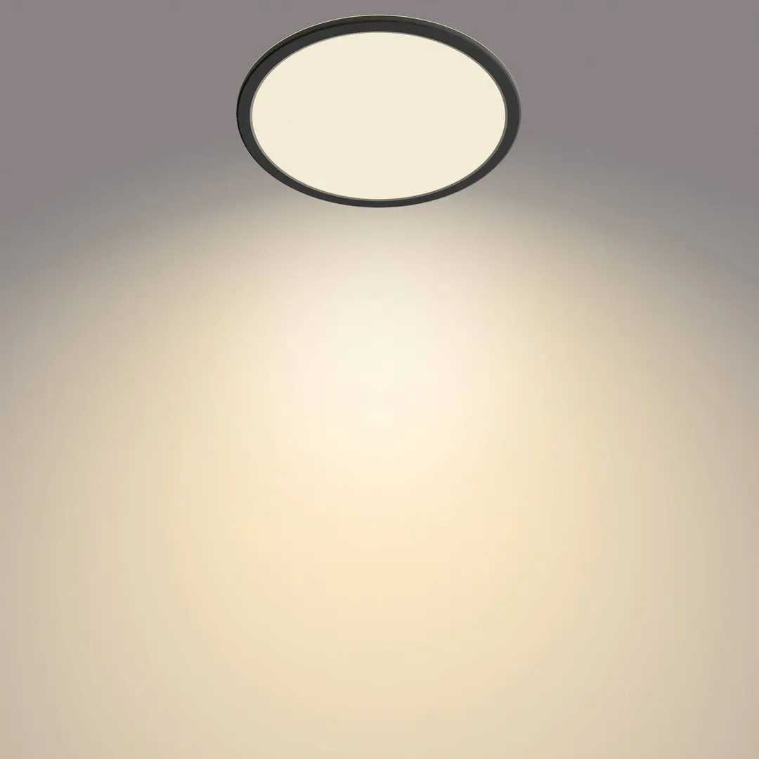 Philips SuperSlim LED-Deckenlampe, IP44, Ø 24,5 cm, schwarz