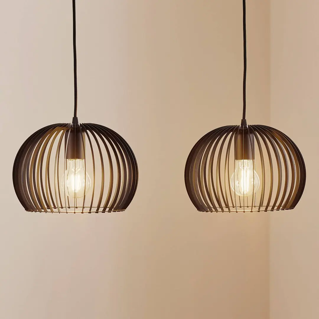 TEMAR LIGHTING Hängelampe Larus aus schwarzem Stahl, zweiflammig