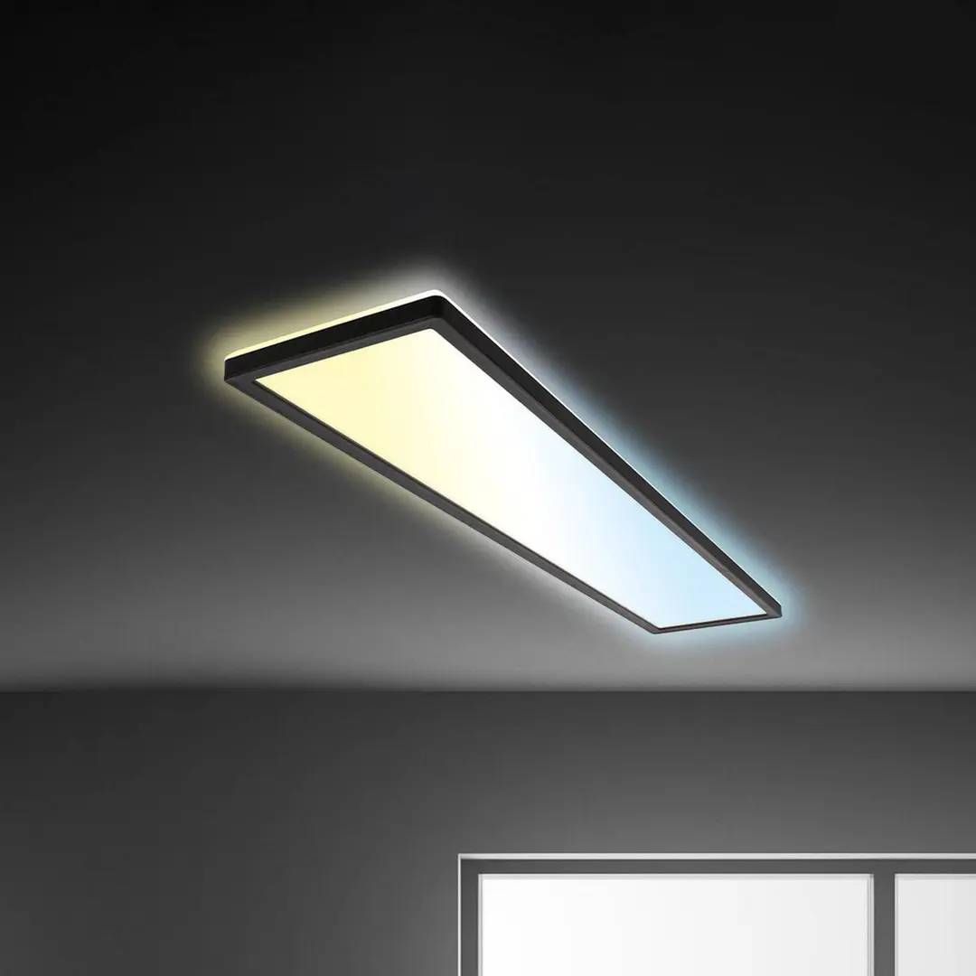 Briloner LED-Panel Tava CCT, schwarz, 98 x 20 cm Backlight Kunststoff