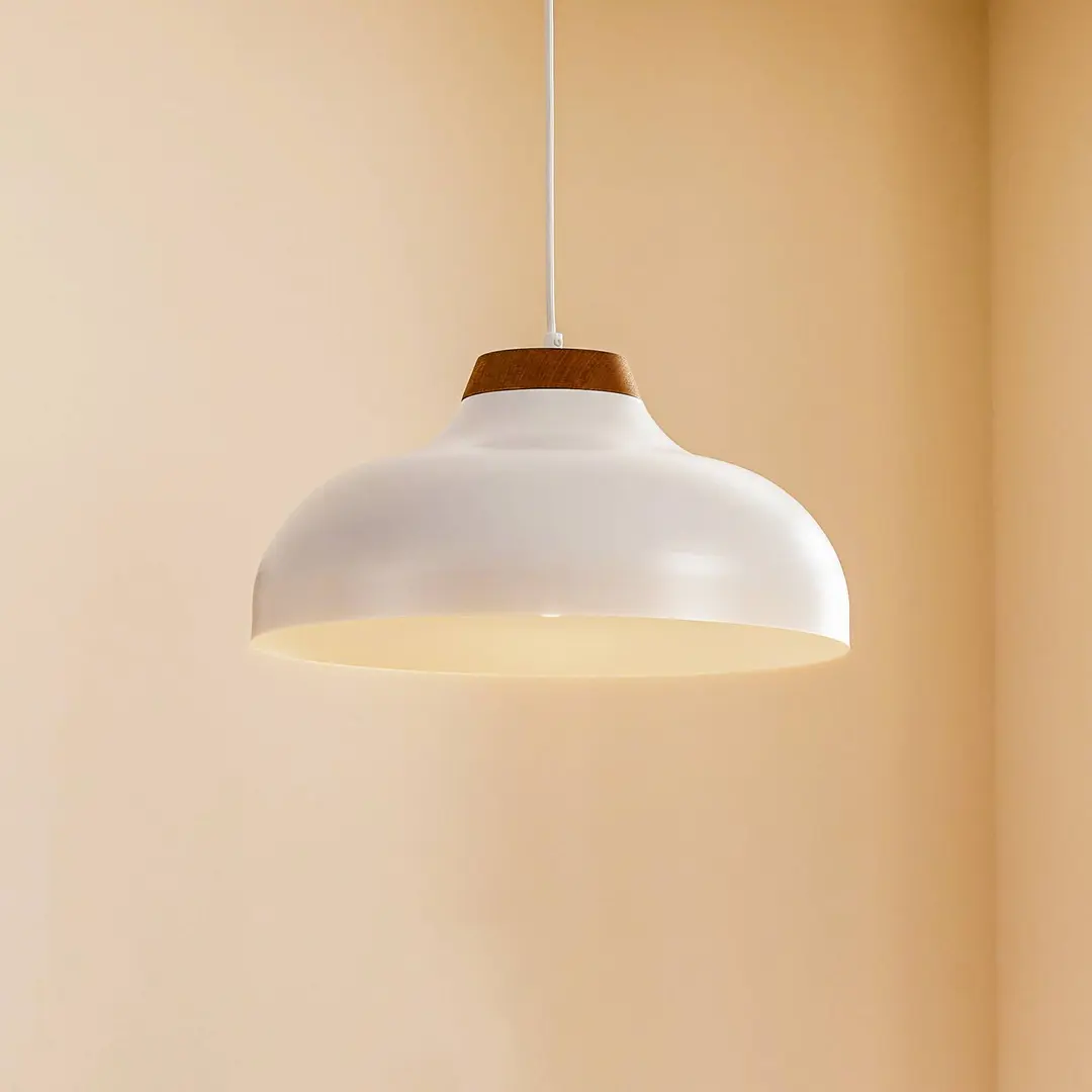Luminex Pendelleuchte Gus mit Metallschirm, weiß