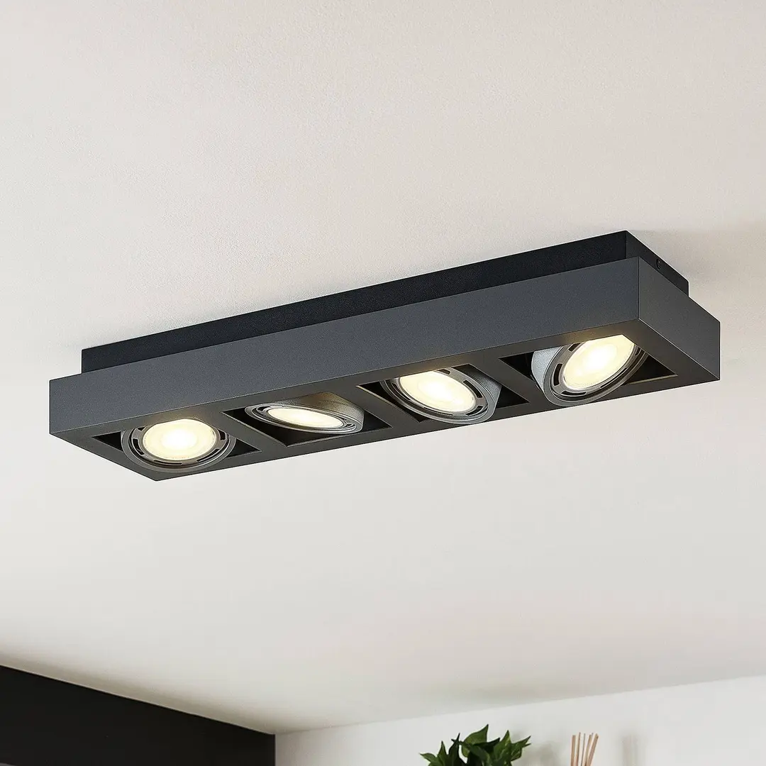 Arcchio Deckenstrahler Ronka, 65 cm, 4-flammig, grau, GU10