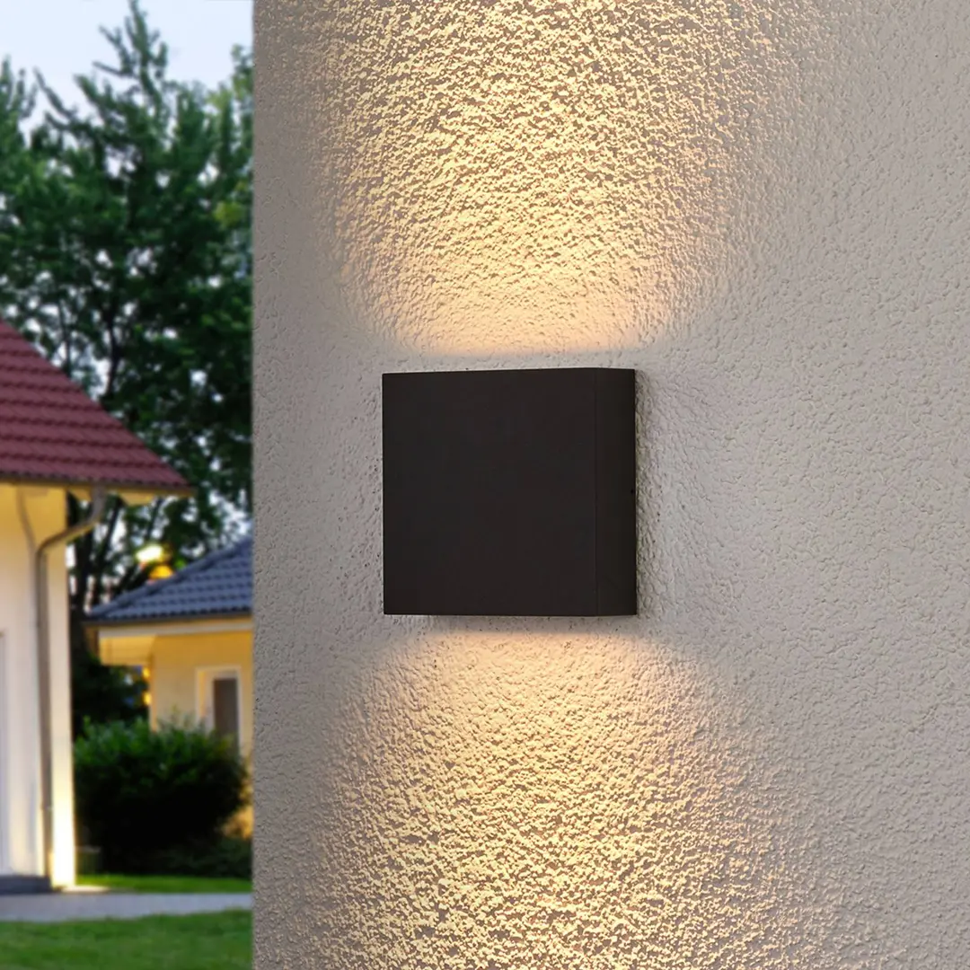 Lucande LED-Außenwandlampe Trixy, anthrazit, Metall, IP54