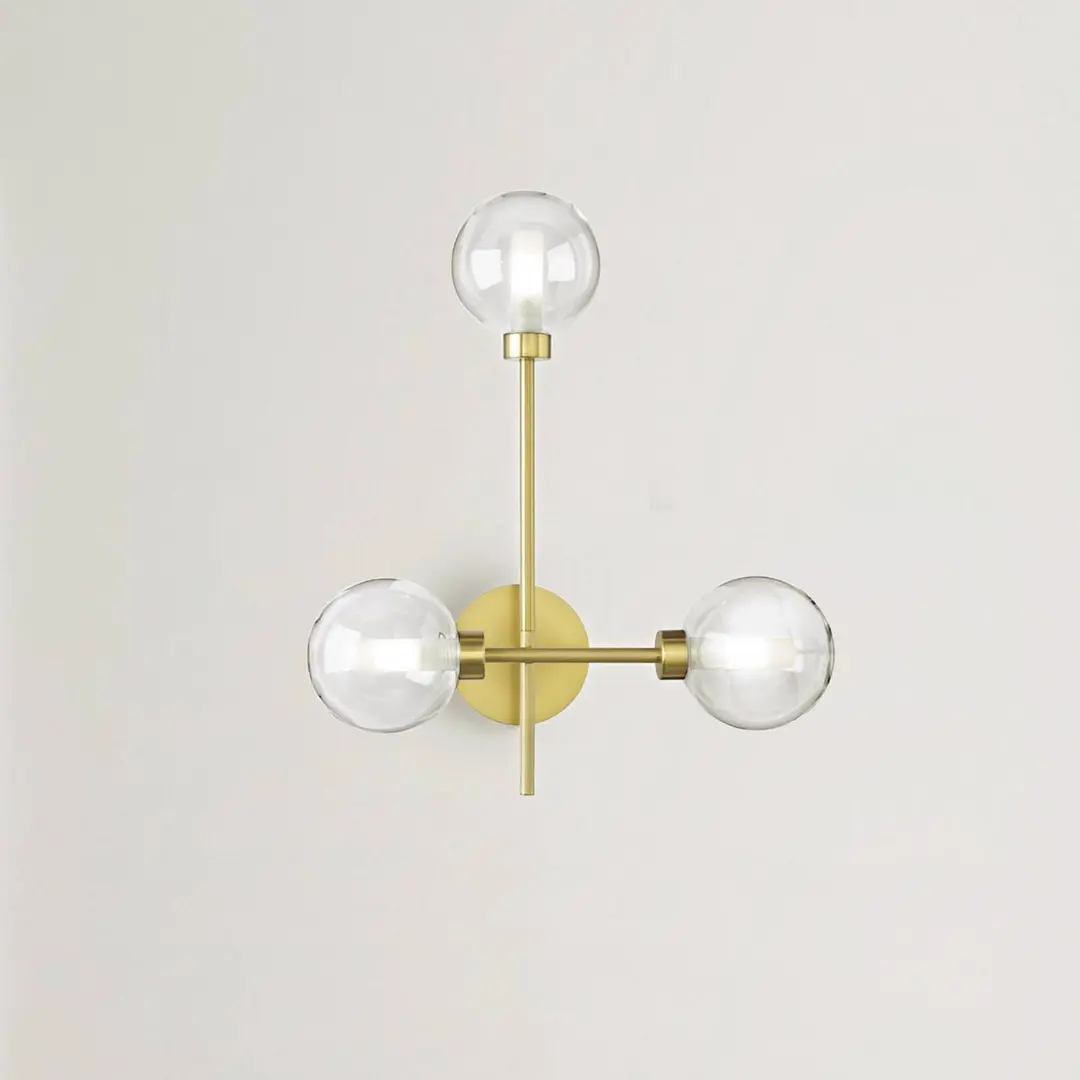 miloox by Sforzin Wandleuchte Dom, 3-flammig, klar/gold, Glas