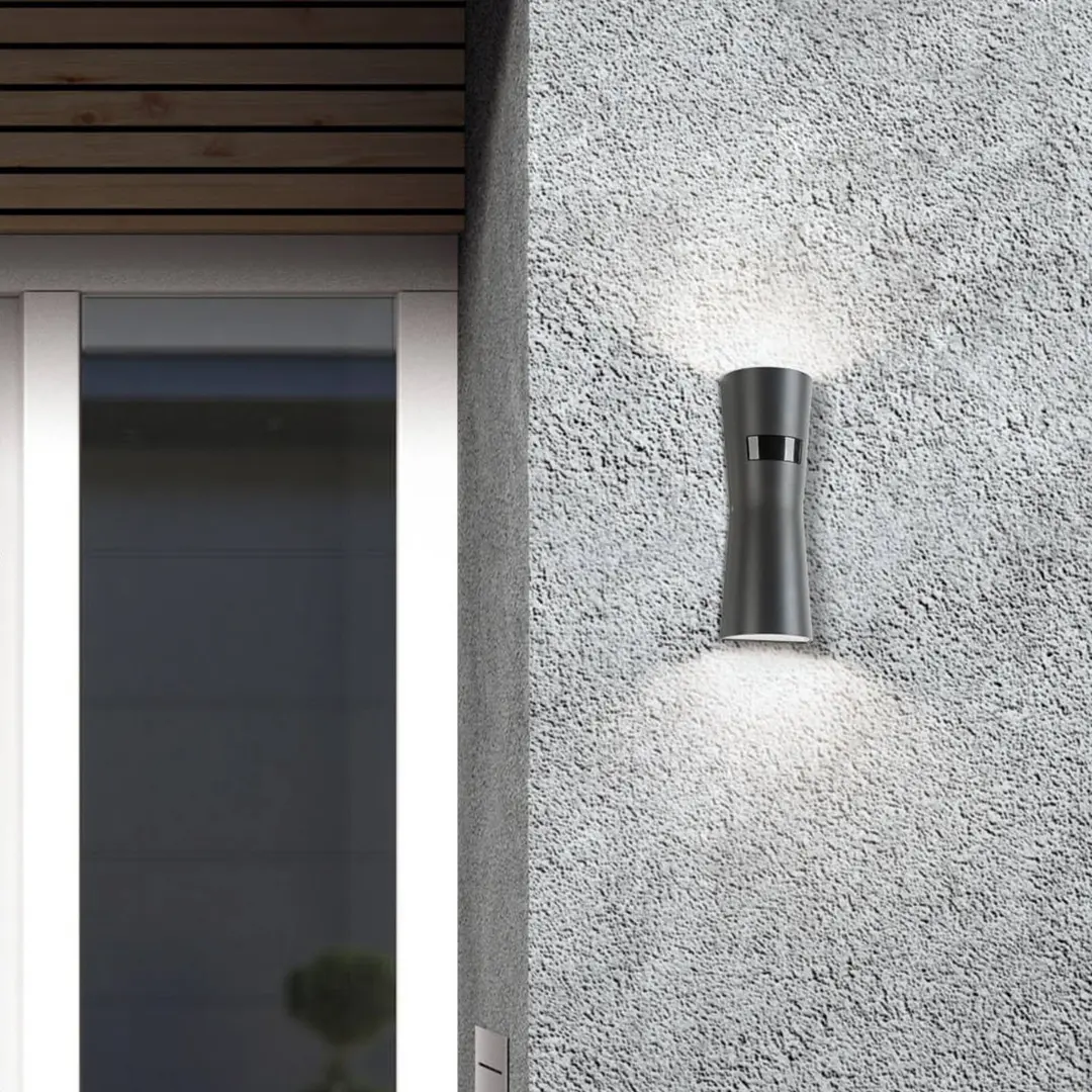 LCD LED-Sensor-Außenwandlampe 5135, graphit, Metall, 26 cm, IP65