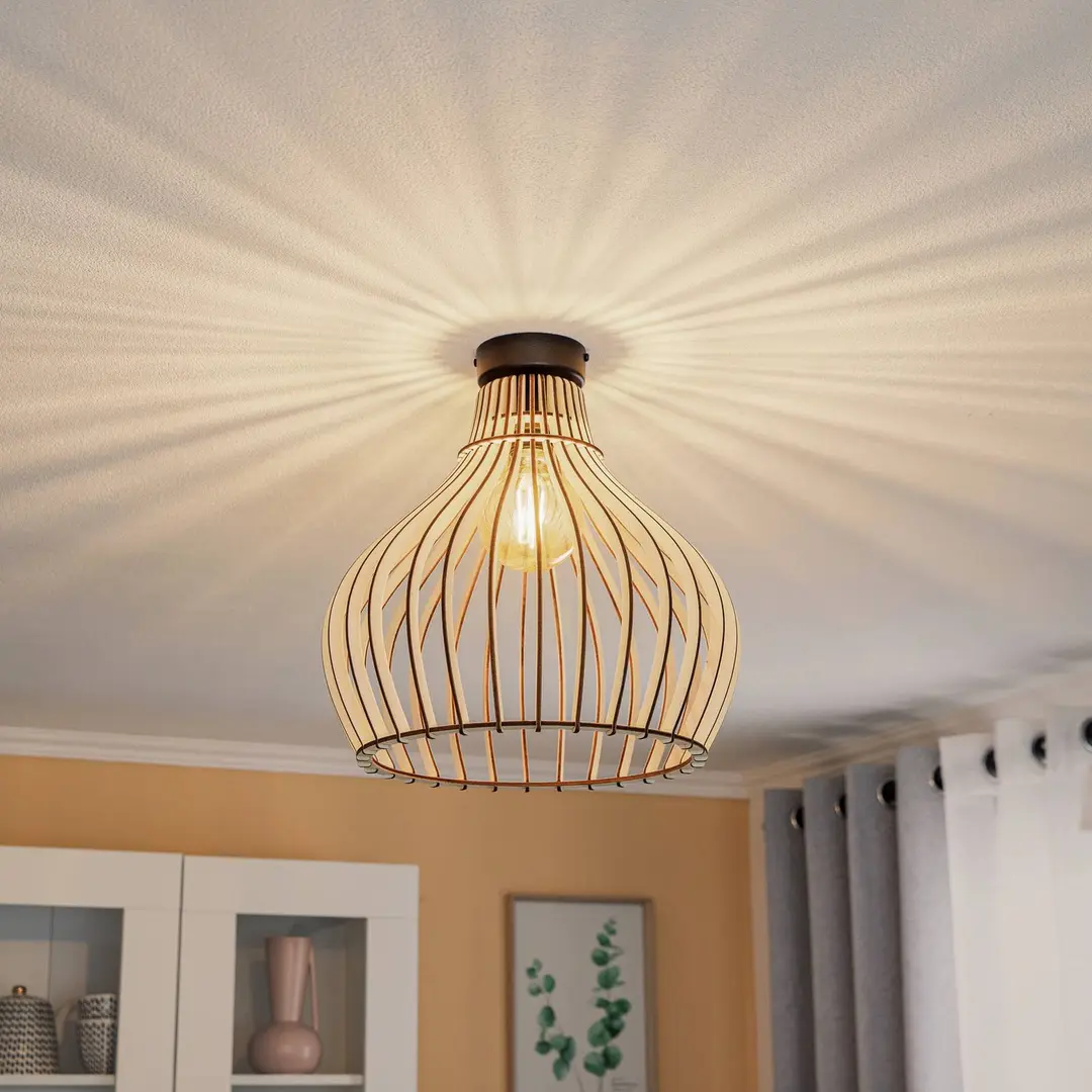 TEMAR LIGHTING Deckenleuchte Barrel mit Schirm aus Holz