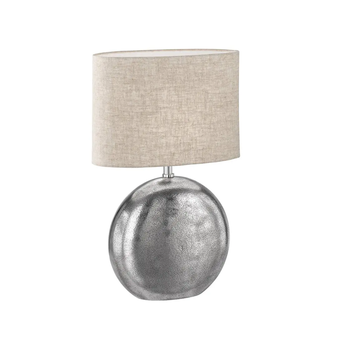 FISCHER & HONSEL Tischleuchte Chambery, sand/nickel, Höhe 53 cm Leinen/Metall
