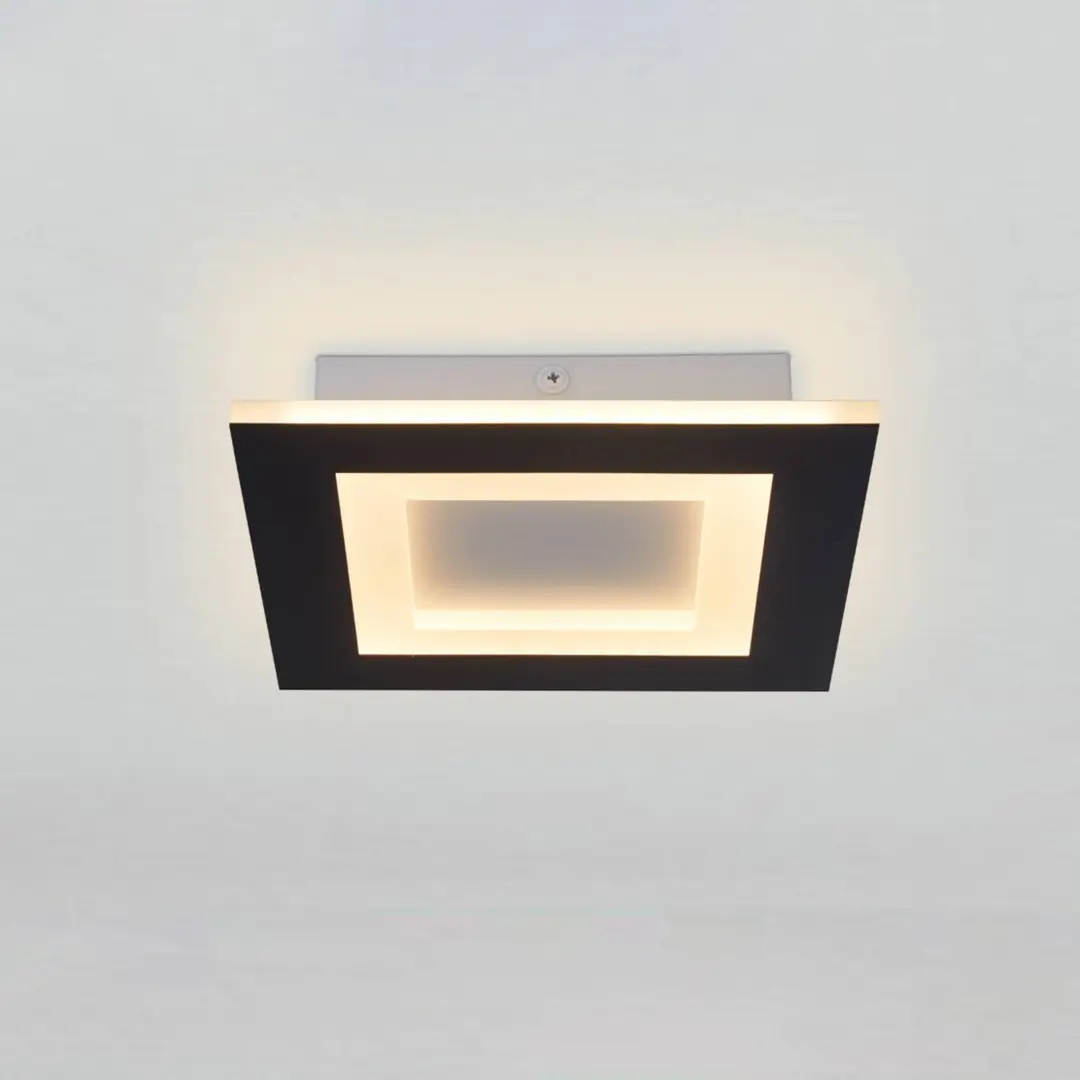 Searchlight LED-Deckenlampe Squary, Länge 25 cm, schwarz/weiß Eisen, CCT