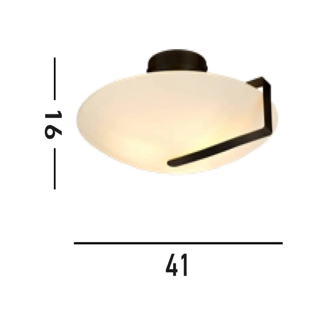 Searchlight Deckenleuchte Sundial, schwarz/opalweiß, Stahl, Glas, E27