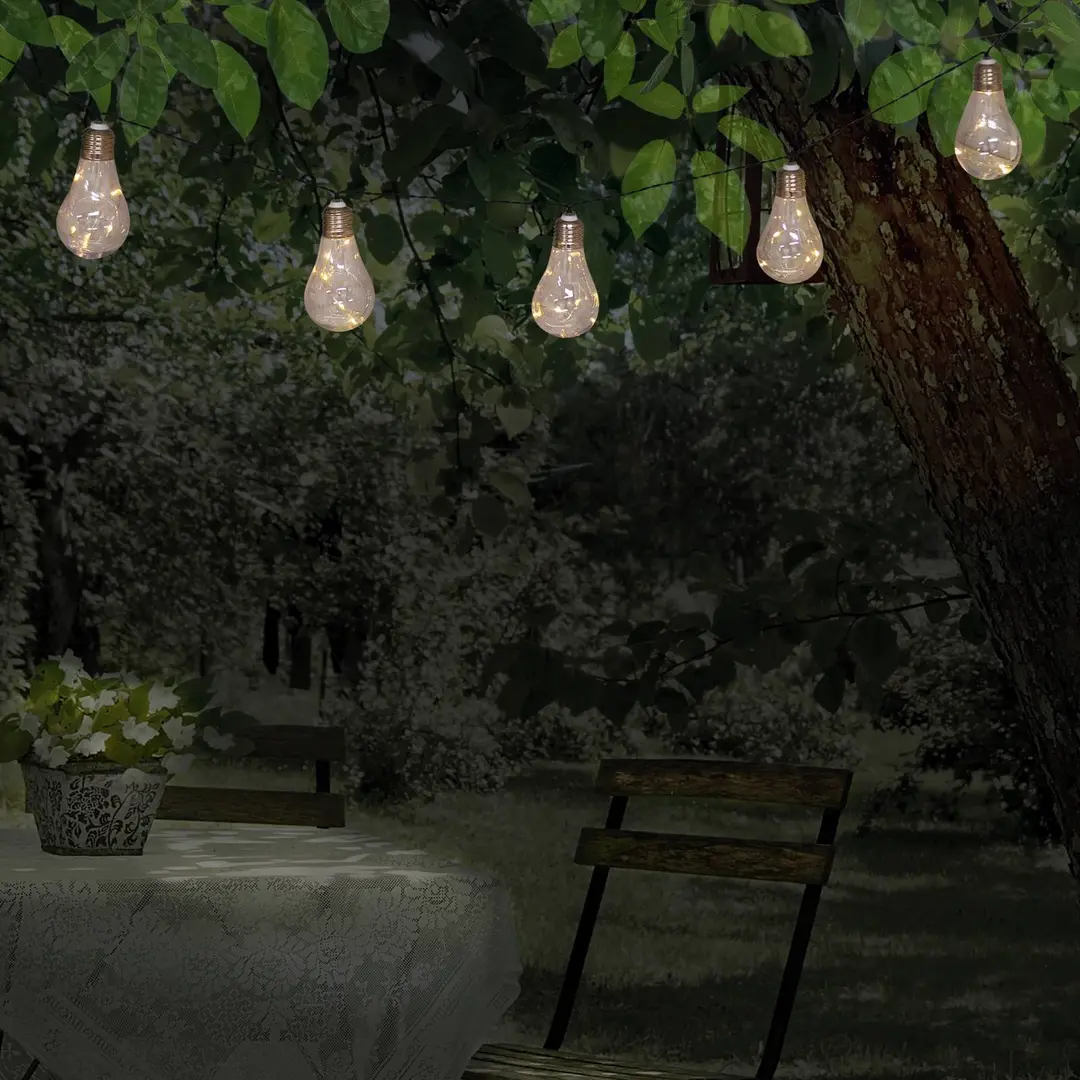 Naeve Leuchten LED-Solar-Lichterkette Glühbirne, 10-flg.