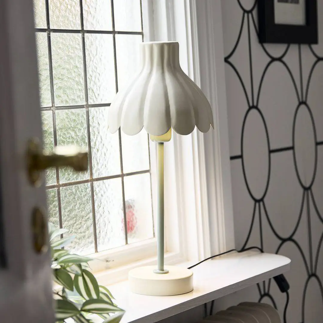 PR Home Tischleuchte Wera, creme/grün, Höhe 47 cm, Metall