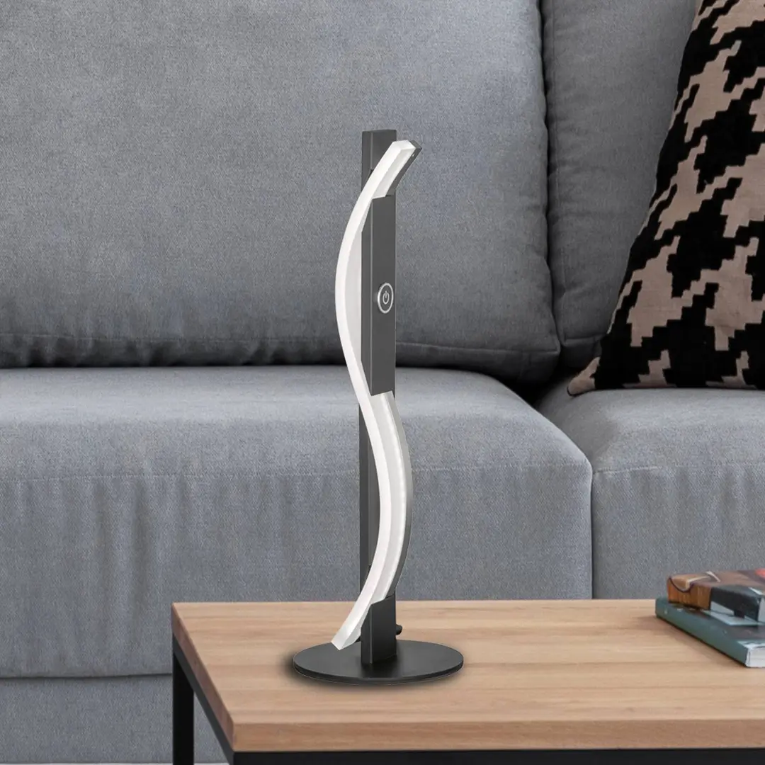 FISCHER & HONSEL LED-Tischleuchte BRIDGE, schwarz, Höhe 41 cm, Metall, Dimmer