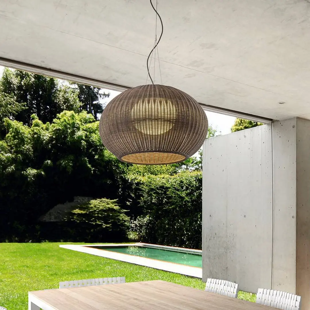 Bover LED-Außen-Hängelampe Garota, grafitbraun/braun Ø 72 cm