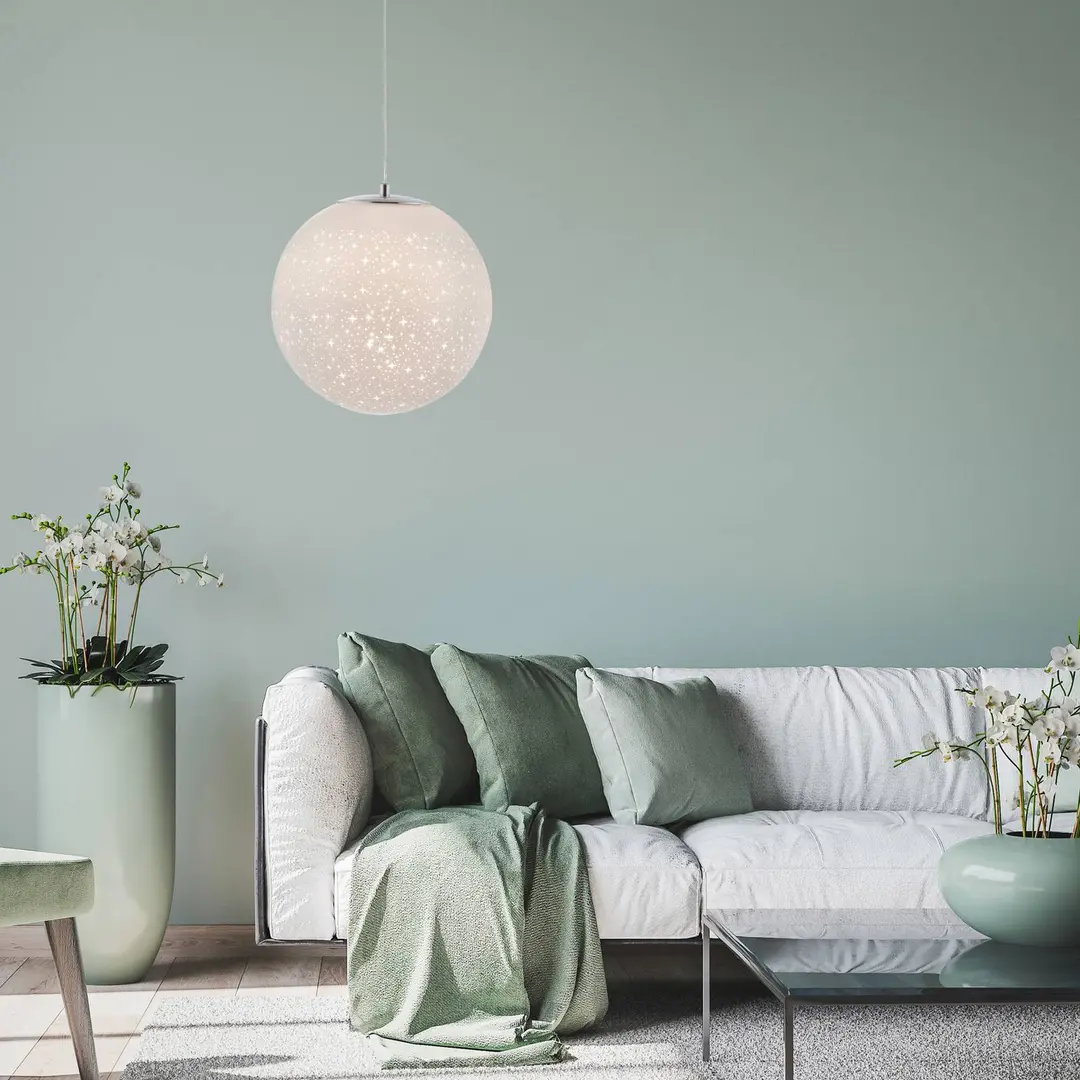 PAUL NEUHAUS LED-Pendellampe Bolo Glasschirm Sternenhimmel