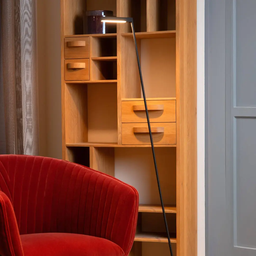 Lucide LED-Stehleuchte Lavale, schwarz, dimmbar, Höhe 138 cm
