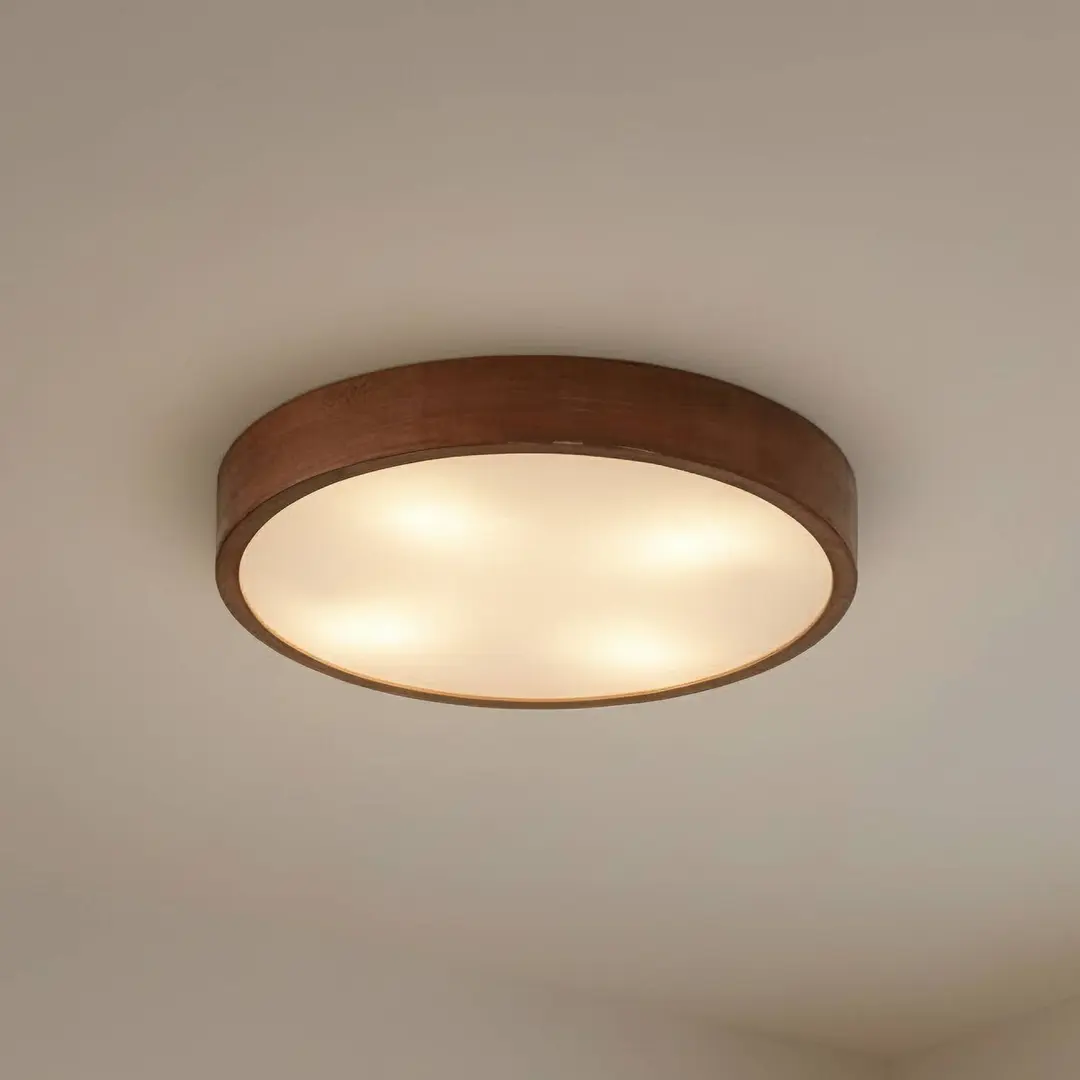 Lindby Deckenlampe Tanju, Ø 50cm, Kautschukholz, 4-flg., E27
