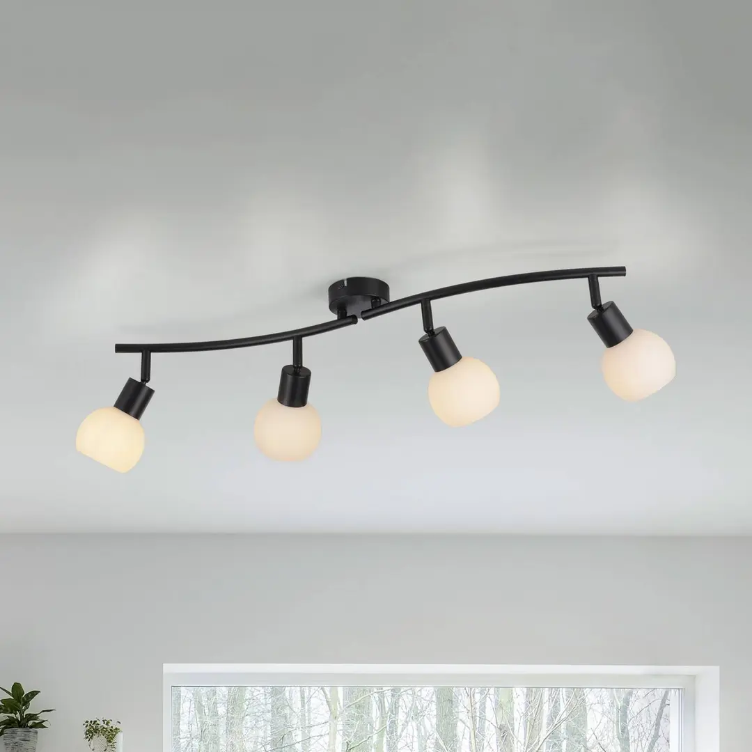 JUST LIGHT. GmbH JUST LIGHT. Deckenleuchte Loki, 4-fl., schwarz, Eisen, Glas