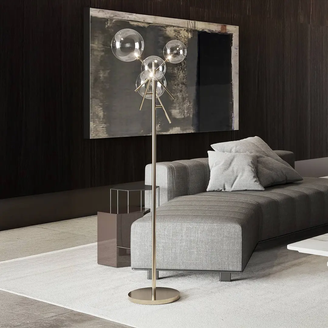 Ideal Lux Stehlampe Equinoxe, chrom/rauchgrau, Höhe 166 cm