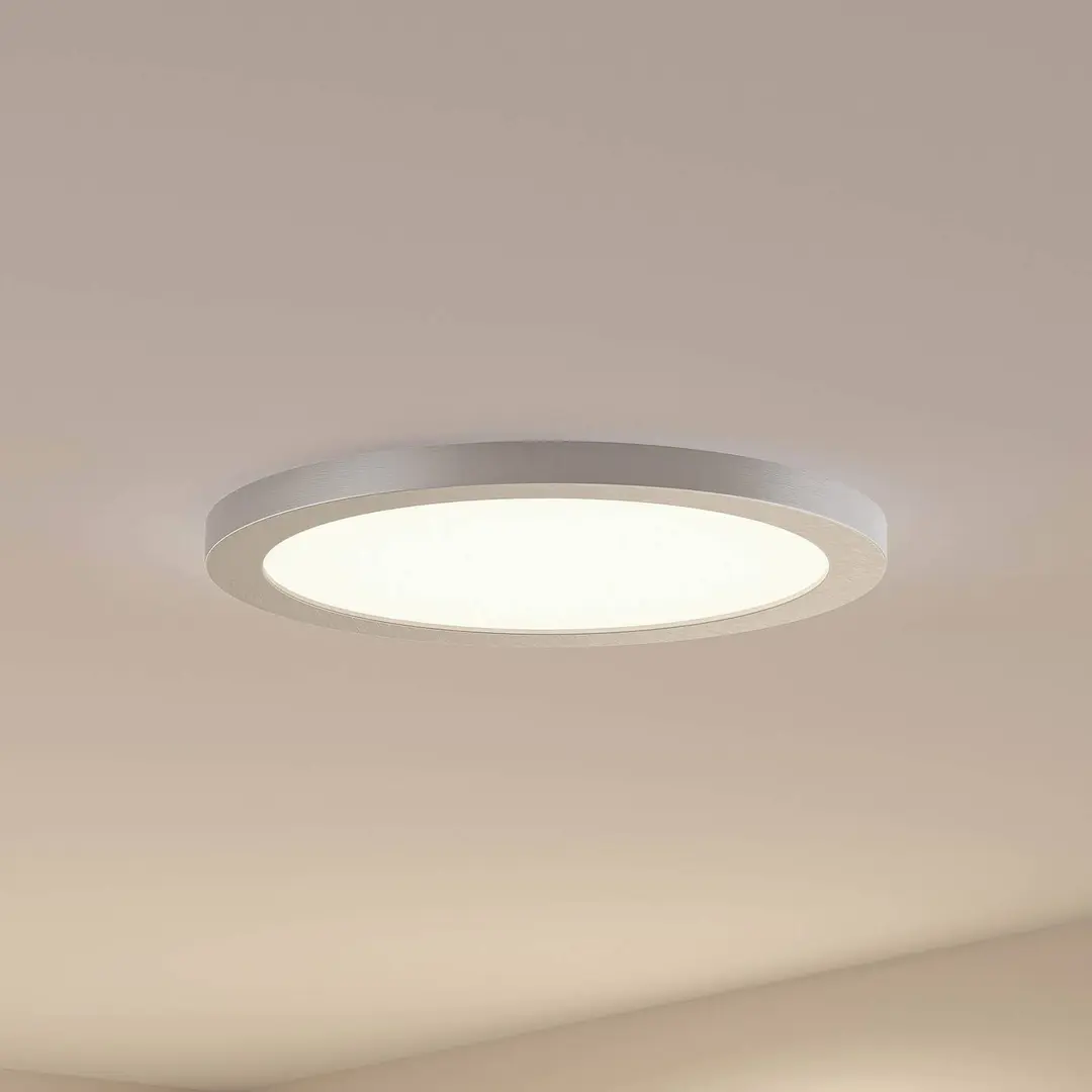 Prios LED-Deckenlampe Aureka, Ø 33 cm, silber, Metall
