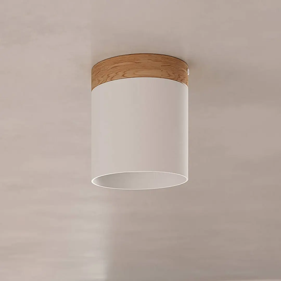 SOLLUX LIGHTING Deckenspot Rif, weiß, Ø 12 cm, Holz, Aluminium