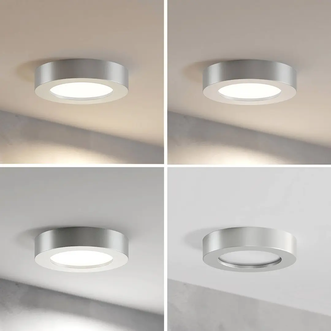 Prios LED-Deckenleuchte Edwina, silber, 18 cm, CCT, IP44