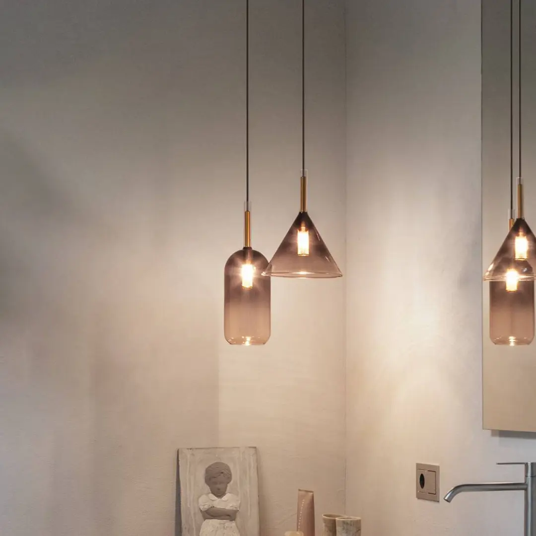Ideal Lux Hängeleuchte Empire Cono, Glas klar/rauchgrau