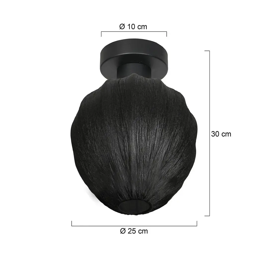 Mexlite Deckenlampe Bloeba, schwarz, Ø 25 cm, Leinen/Metall