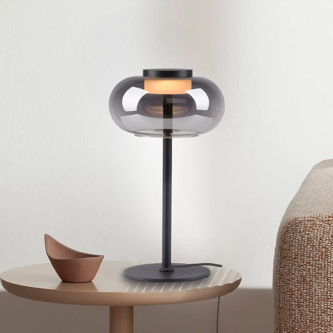 SCHÖNER WOHNEN LED-Tischlampe Sia, schwarz/rauchgrau 3.000 K