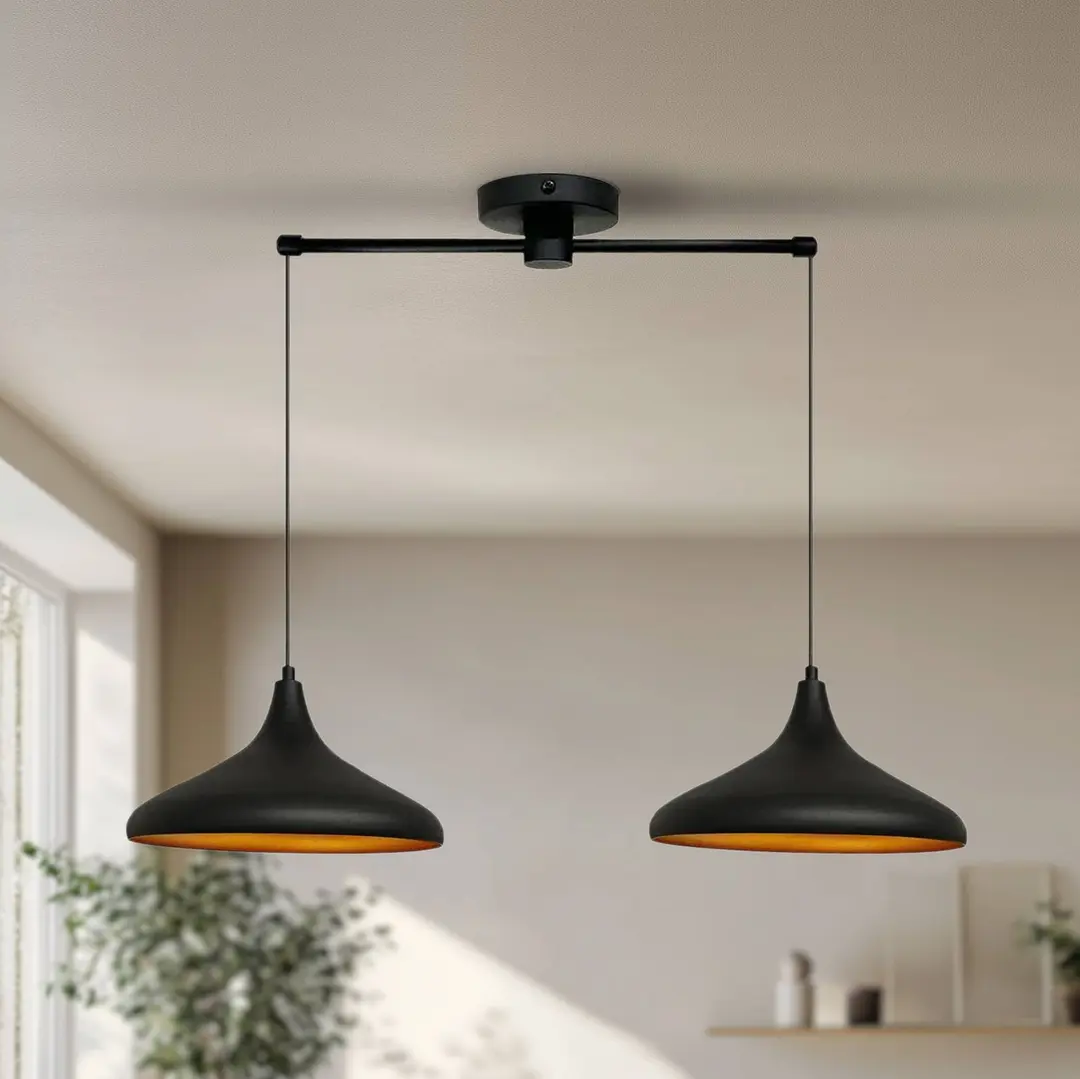 ROYALTECH Hängeleuchte Claus, schwarz, Länge 85 cm, 2-flammig, Metall