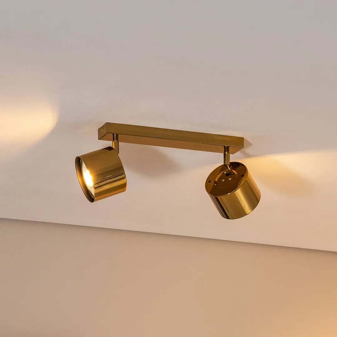 Argon Deckenspot Chloe verstellbar, 2-flammig, Stahl messingfarben