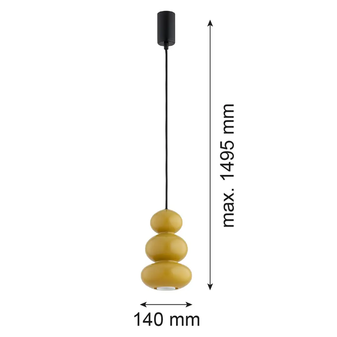 Argon Hängeleuchte Oman, honiggelb glänzend, Glas, Ø 14 cm