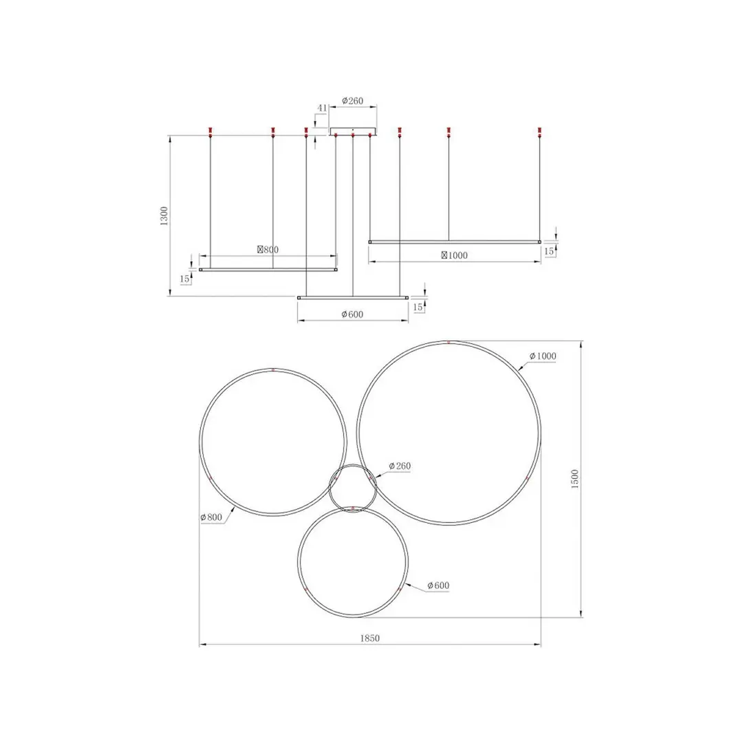 Milagro Lighting LED-Hängeleuchte Saturno, goldfarben, 3-fl., Metall, 4.000 K