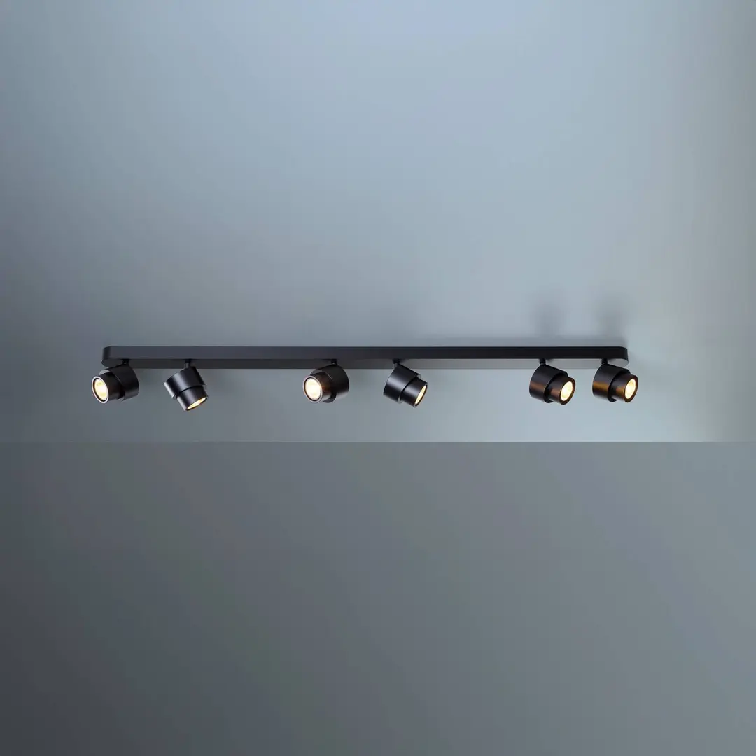 Escale LED-Spot BRUSH, schwarz, 110 cm, 6-flg., Metall, dim 2.700 K