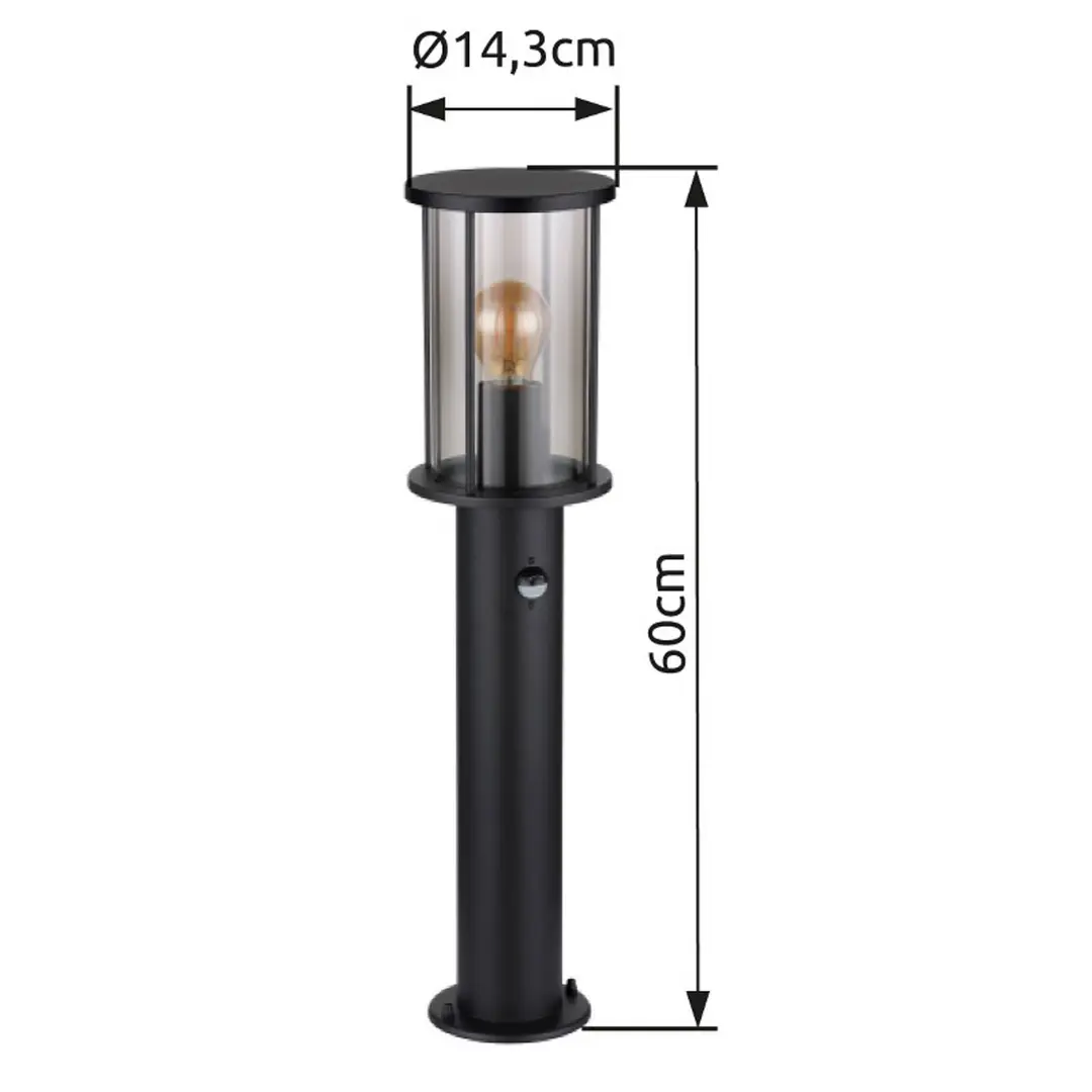 Globo Wegeleuchte Gracey, schwarz, Sensor, 60 cm, IP54, E27