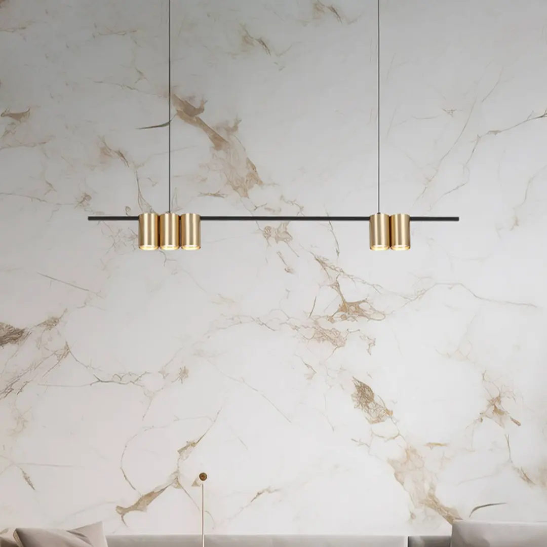 Eko-Light Hängelampe Genesis, Alu schwarz/gold, 5 x GU10, Länge 100 cm