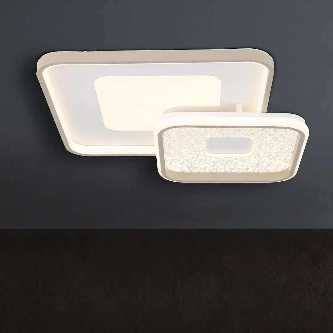 Globo LED-Deckenlampe Mosaiko, Länge 50 cm, weiß/sand Metall