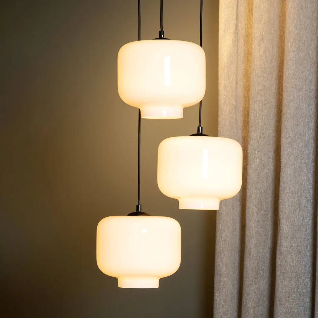 Lucide Pendelleuchte Medine, opal, Ø 46 cm, Glas, 3-flammig, E27