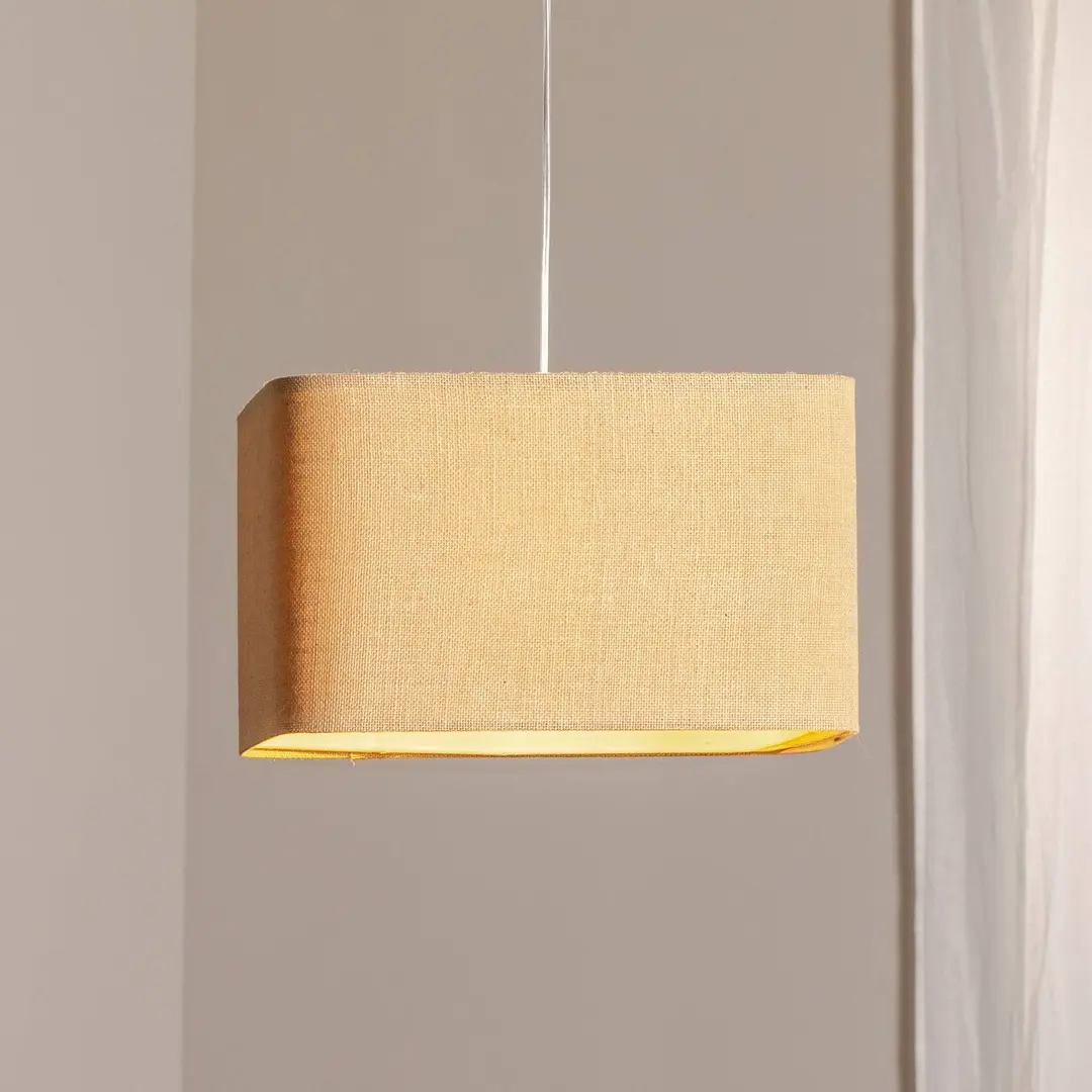 Maco Design Hängeleuchte Kwadro, beige, 40 x 40 cm, Jutestoff