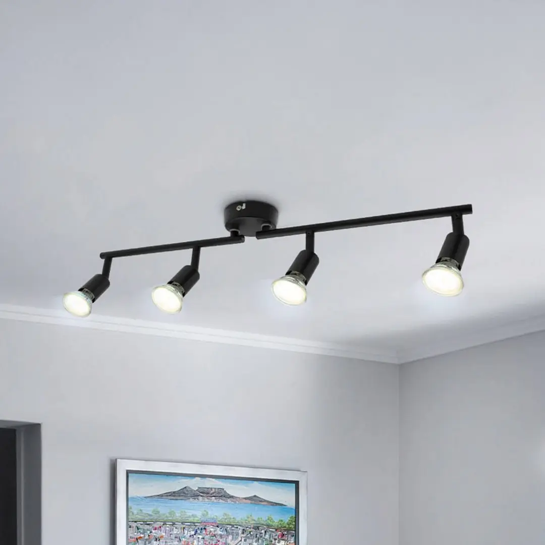 B.K. Licht Deckenleuchte Jade, schwarz, 4-flammig, GU10 LED, 3.000 K