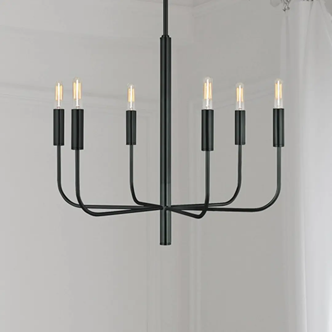 FEISS Kronleuchter Brianna, schwarz, Ø 61 cm, 6-flammig, Metall
