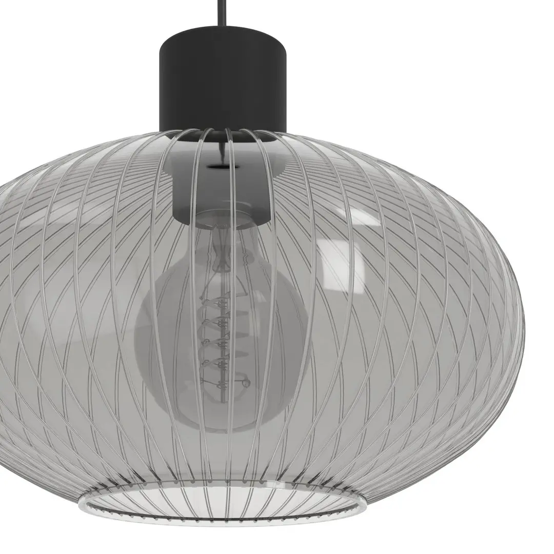 EGLO Hängeleuchte Dasmina, Ø 25 cm, rauchgrau/schwarz, Glas, E27