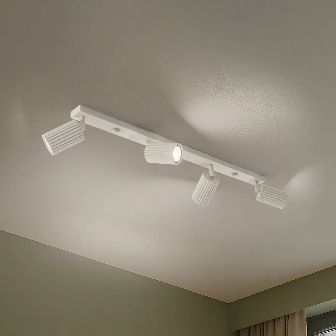 SOLLUX LIGHTING Deckenstrahler Karbon, beige, Länge 81 cm, Aluminium, 4-flg.