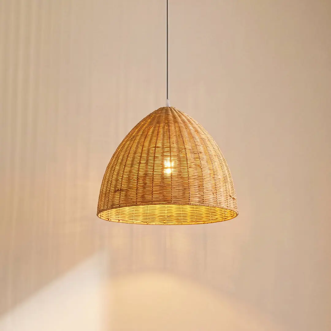 Lindby Hängeleuchte Laverne, Ø 40 cm, Rattan, E27