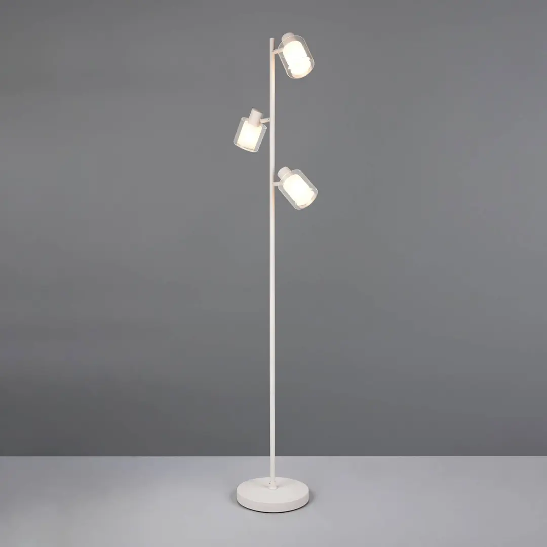 Reality Leuchten Stehlampe Neralo, hellgrau, Metall, Höhe 154,5 cm, E14