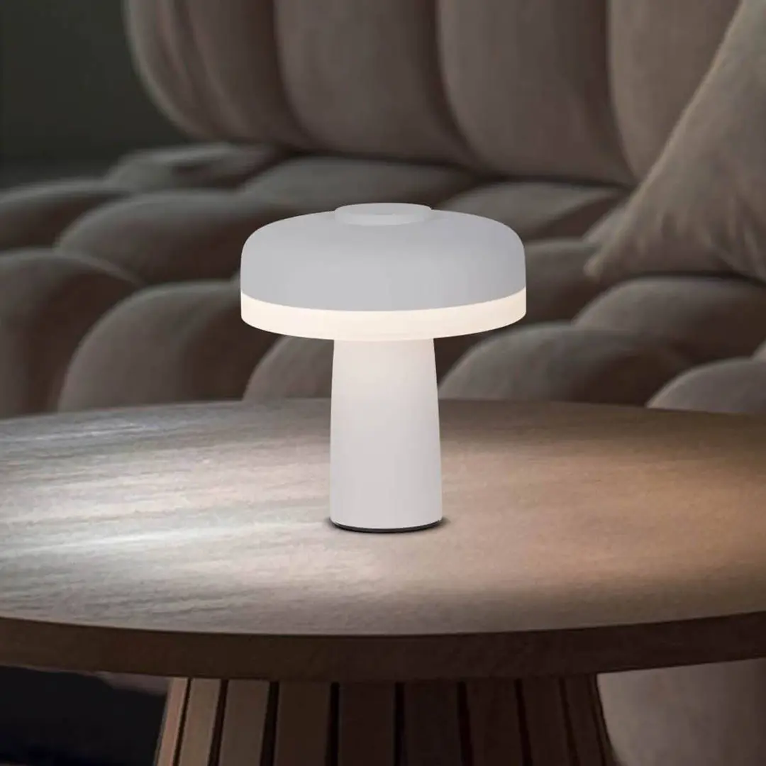 Naeve Leuchten LED-Akku-Tischlampe Pilu, weiß, Höhe 16,5 cm Metall Touchdim