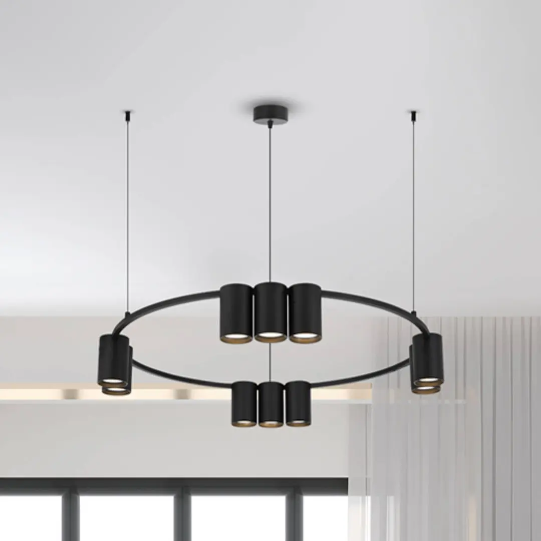 Eko-Light Hängeleuchte Genesis, Aluminium, schwarz, 10 x GU10, Ø 60 cm
