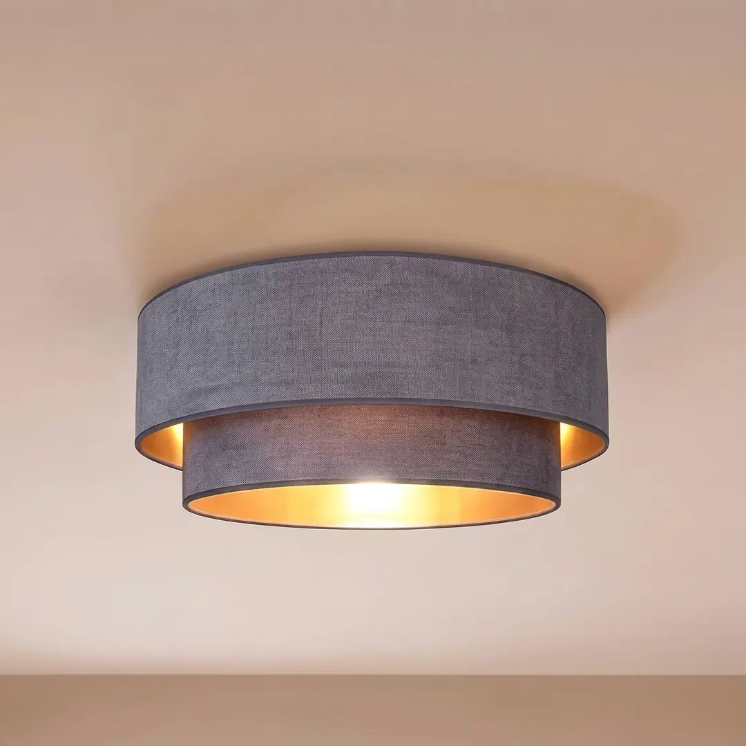 Duolla Deckenlampe Boho, grau/gold, Ø 60 cm, Textil, E27